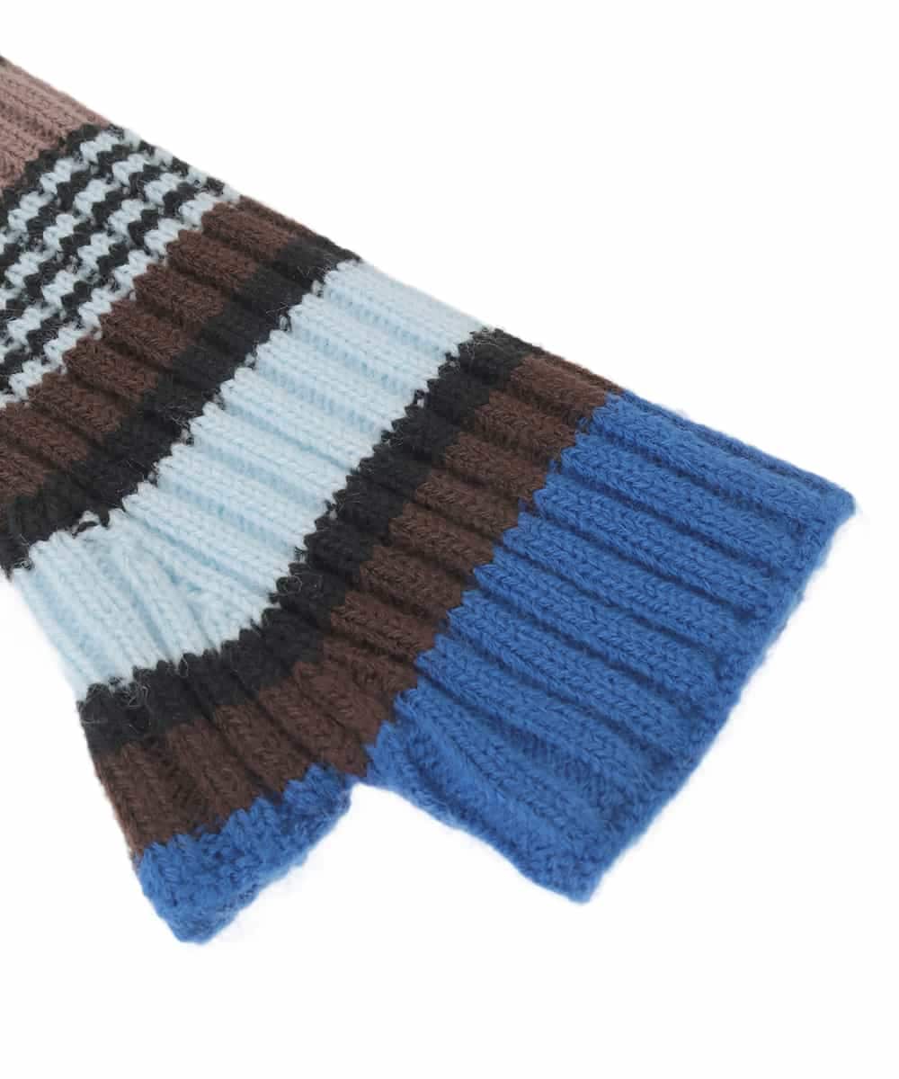 RG9CD01130 TRUNK HIROKO KOSHINO(ヒロココシノ) ボーダーニットグローブ/洗える ブルー