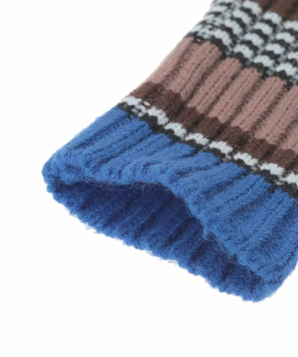 RG9CD01130 TRUNK HIROKO KOSHINO(ヒロココシノ) ボーダーニットグローブ/洗える ブルー