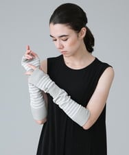 RG9IW01150 TRUNK HIROKO KOSHINO(ヒロココシノ) 【UVカット】ボーダー柄アームカバー/日本製/洗える ベージュ