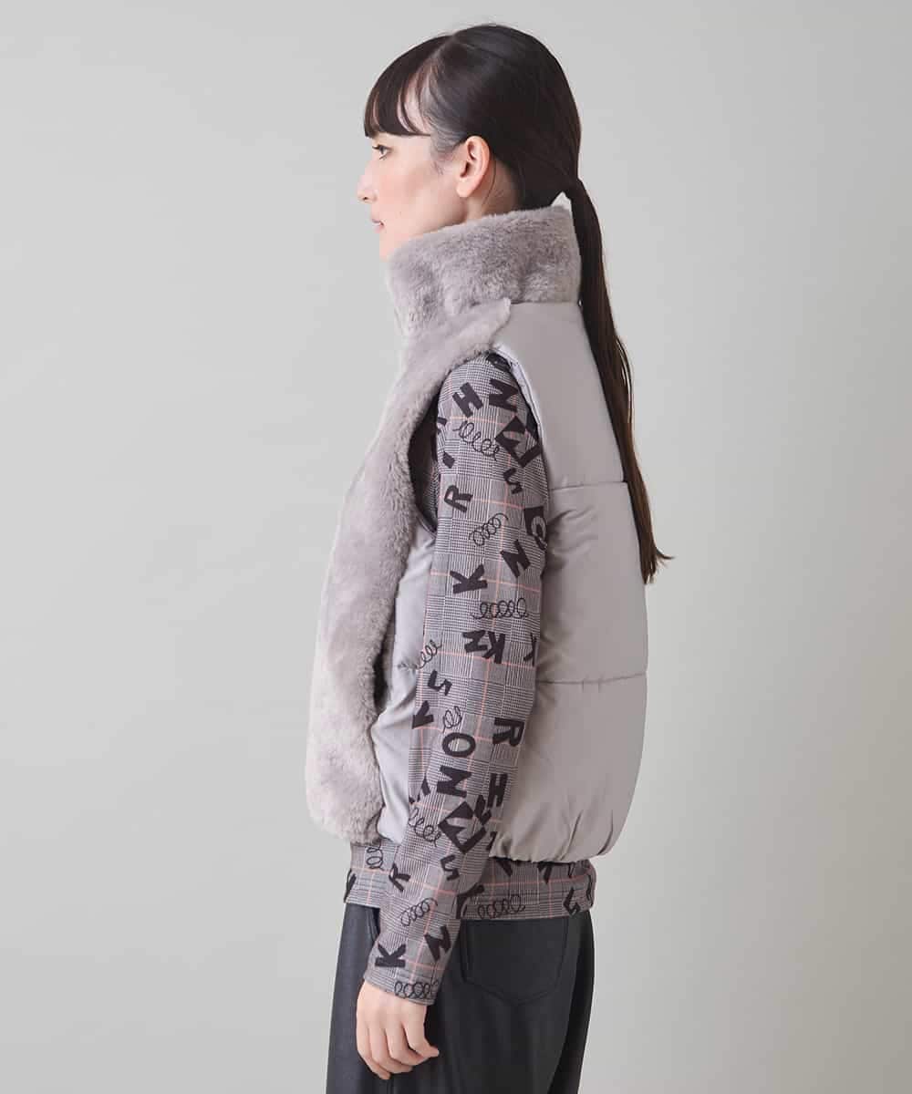 RGBAD01390 TRUNK HIROKO KOSHINO(ヒロココシノ) フェイクファーダウンベスト ライトグレー