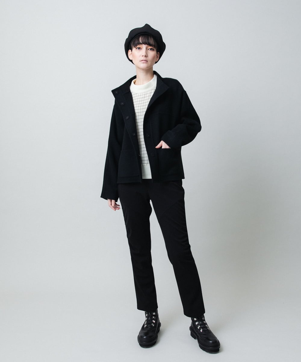 RHBAF17490 HIROKO KOSHINO(ヒロココシノ) 先染めチェックリブジョイントプルオーバー/日本製 アイボリー