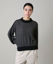 RHBAF17490 HIROKO KOSHINO(ヒロココシノ) 先染めチェックリブジョイントプルオーバー/日本製 グレー