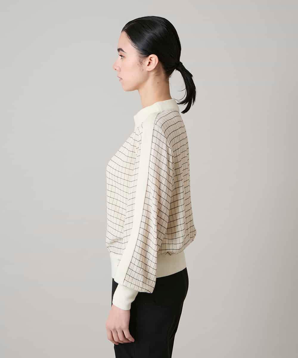 RHBAF17490 HIROKO KOSHINO(ヒロココシノ) 先染めチェックリブジョイントプルオーバー/日本製 アイボリー