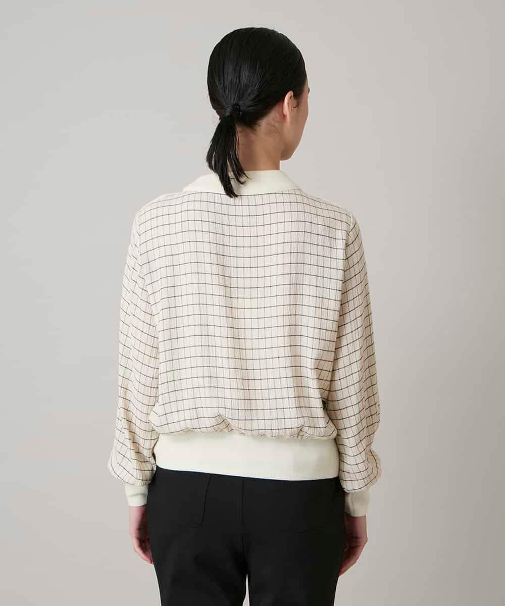 RHBAF17490 HIROKO KOSHINO(ヒロココシノ) 先染めチェックリブジョイントプルオーバー/日本製 アイボリー