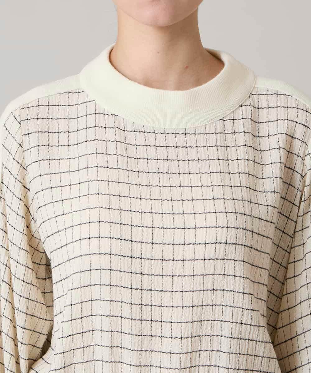 RHBAF17490 HIROKO KOSHINO(ヒロココシノ) 先染めチェックリブジョイントプルオーバー/日本製 アイボリー