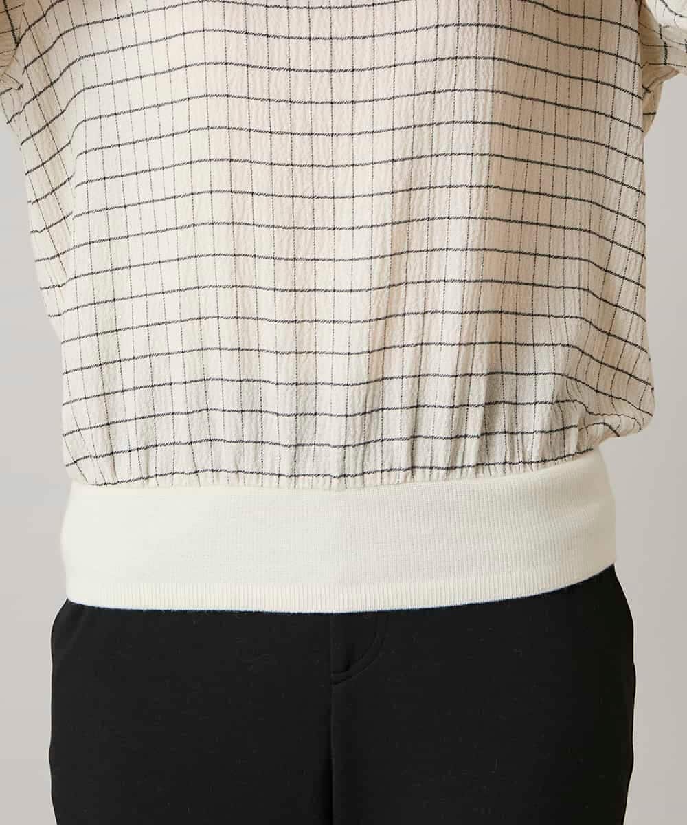 RHBAF17490 HIROKO KOSHINO(ヒロココシノ) 先染めチェックリブジョイントプルオーバー/日本製 アイボリー