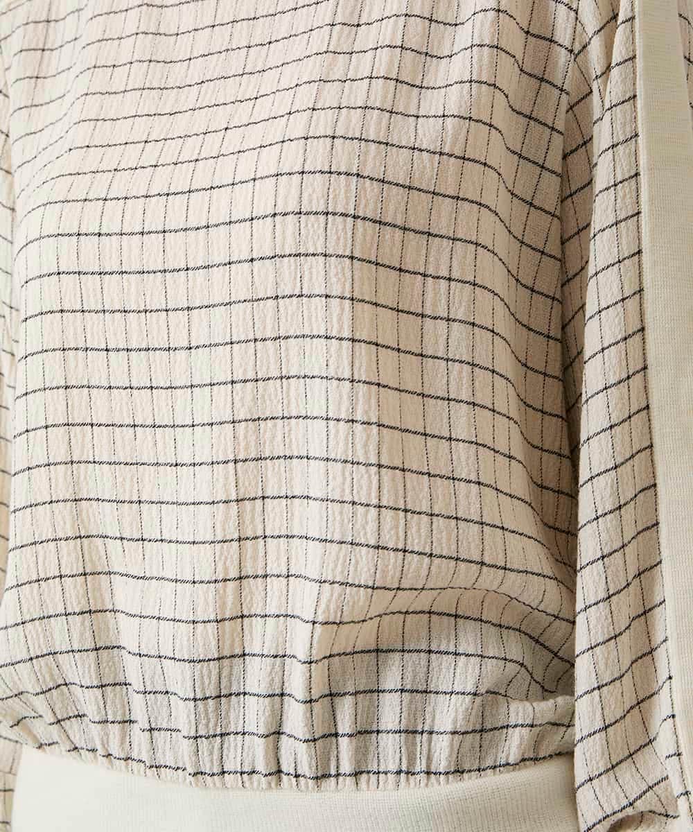 RHBAF17490 HIROKO KOSHINO(ヒロココシノ) 先染めチェックリブジョイントプルオーバー/日本製 アイボリー