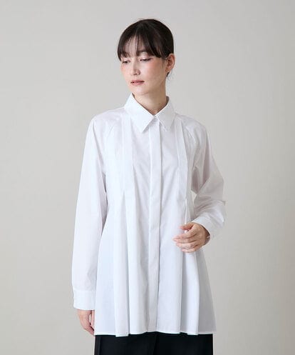 RHBAG21490 HIROKO KOSHINO タックアクセントフレアブラウス /日本製/洗える