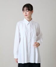 RHBAG21490 HIROKO KOSHINO(ヒロココシノ) タックアクセントフレアブラウス /日本製/洗える ホワイト