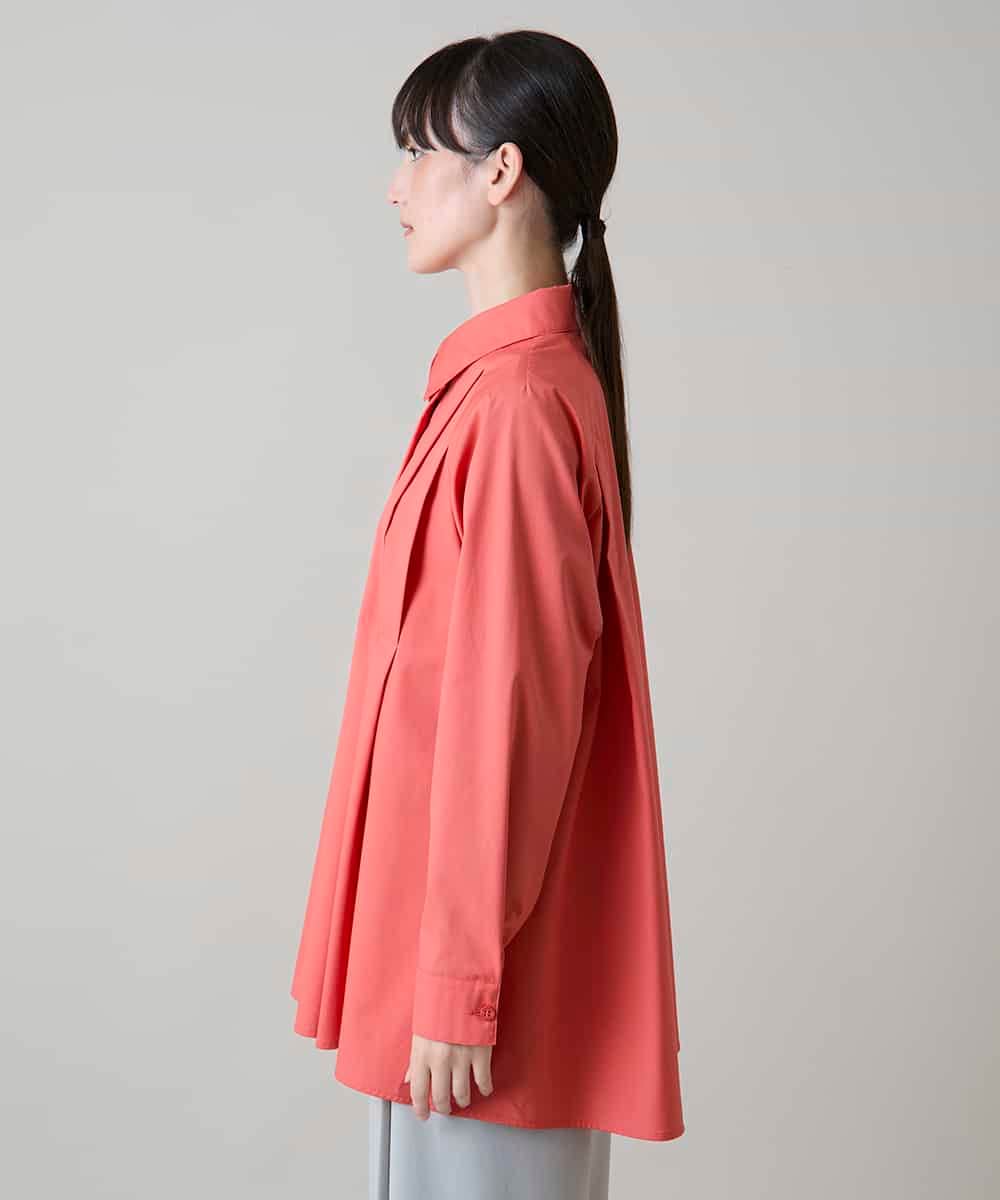 RHBAG21490 HIROKO KOSHINO(ヒロココシノ) タックアクセントフレアブラウス /日本製/洗える オレンジ