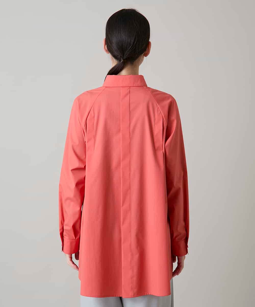 RHBAG21490 HIROKO KOSHINO(ヒロココシノ) タックアクセントフレアブラウス /日本製/洗える オレンジ