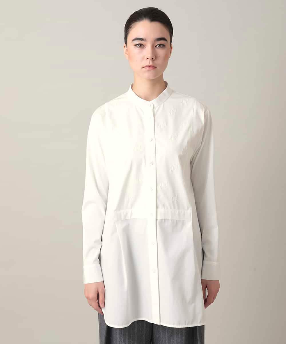 RHBED40690 HIROKO KOSHINO(ヒロココシノ) HK刺繍ジョイントデザインブラウス/洗える ホワイト