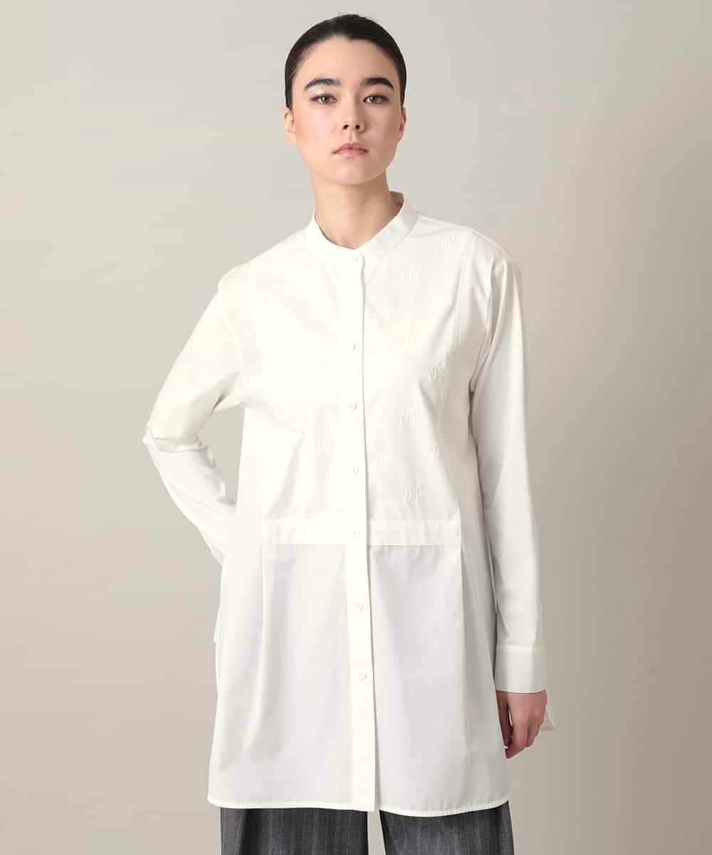 RHBED40690 HIROKO KOSHINO(ヒロココシノ) HK刺繍ジョイントデザインブラウス/洗える ホワイト