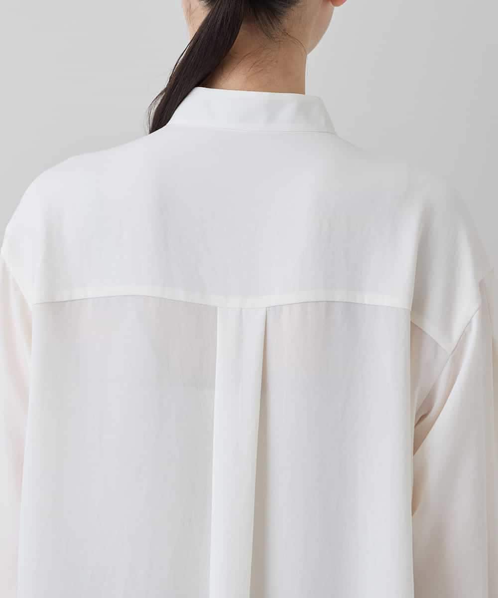 RHBED52450 HIROKO KOSHINO(ヒロココシノ) ドレープタイシフォンブラウス /日本製/洗える ホワイト