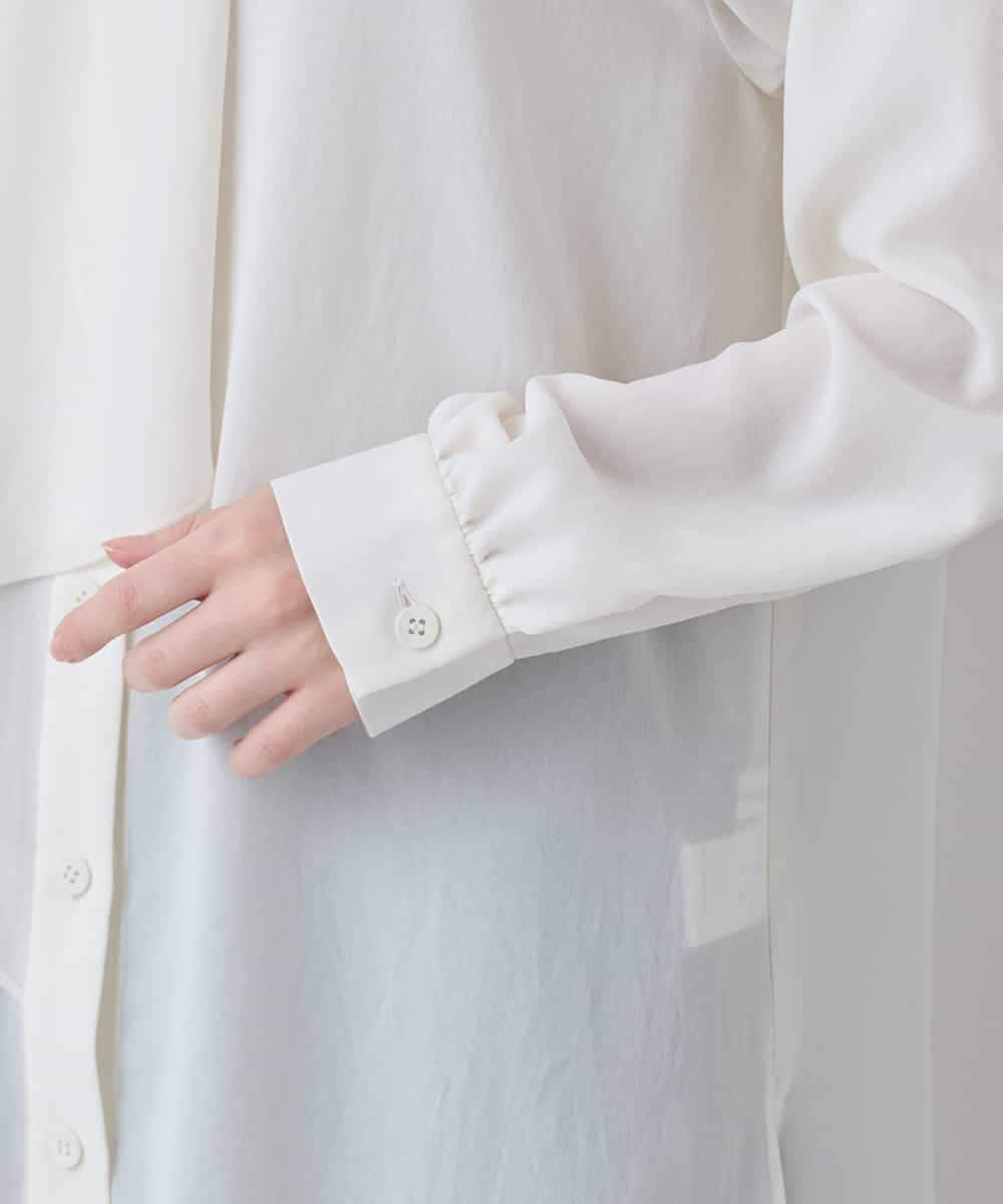 RHBED52450 HIROKO KOSHINO(ヒロココシノ) ドレープタイシフォンブラウス /日本製/洗える ホワイト