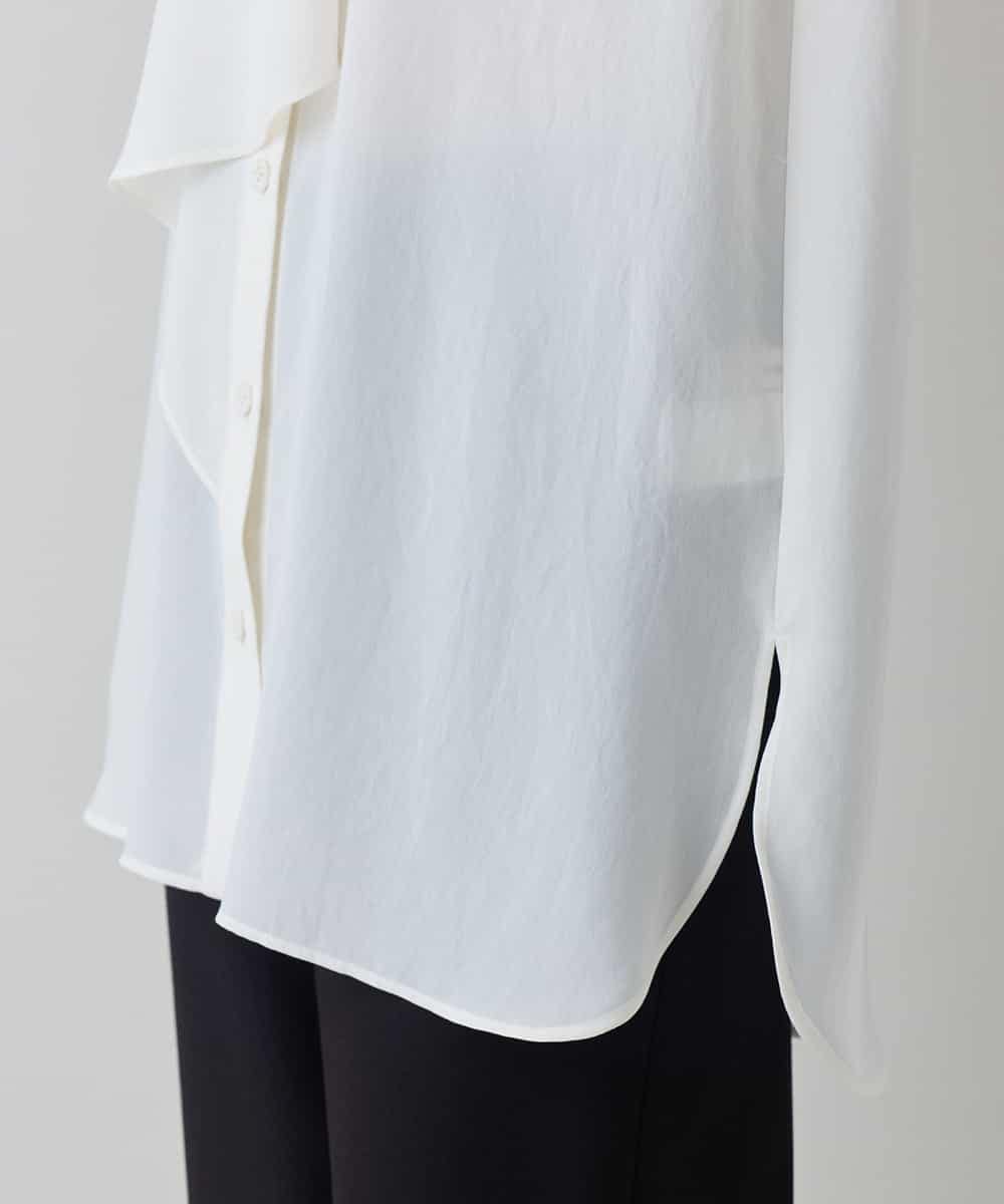 RHBED52450 HIROKO KOSHINO(ヒロココシノ) ドレープタイシフォンブラウス /日本製/洗える ホワイト