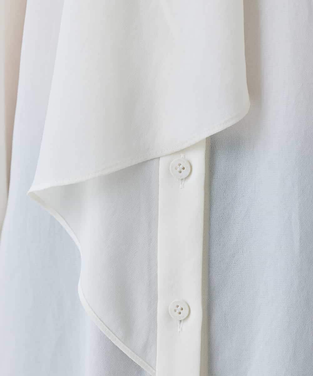 RHBED52450 HIROKO KOSHINO(ヒロココシノ) ドレープタイシフォンブラウス /日本製/洗える ホワイト