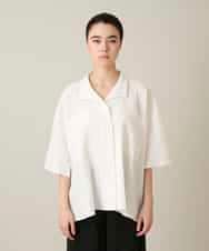 RHBFD03540 HIROKO KOSHINO(ヒロココシノ) ダブルポケットサッカーライクシャツ /日本製/洗える ホワイト