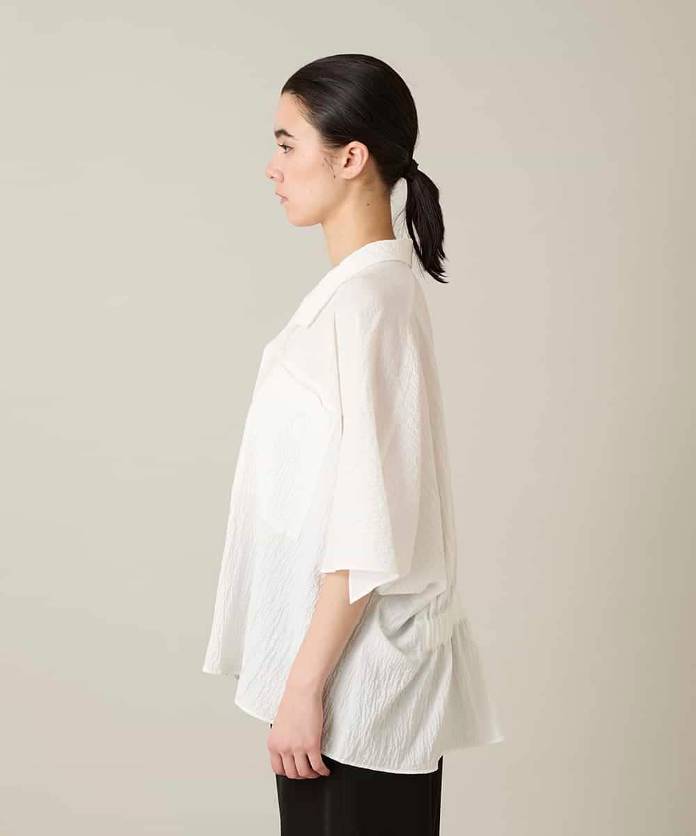 RHBFD03540 HIROKO KOSHINO(ヒロココシノ) ダブルポケットサッカーライクシャツ /日本製/洗える ホワイト