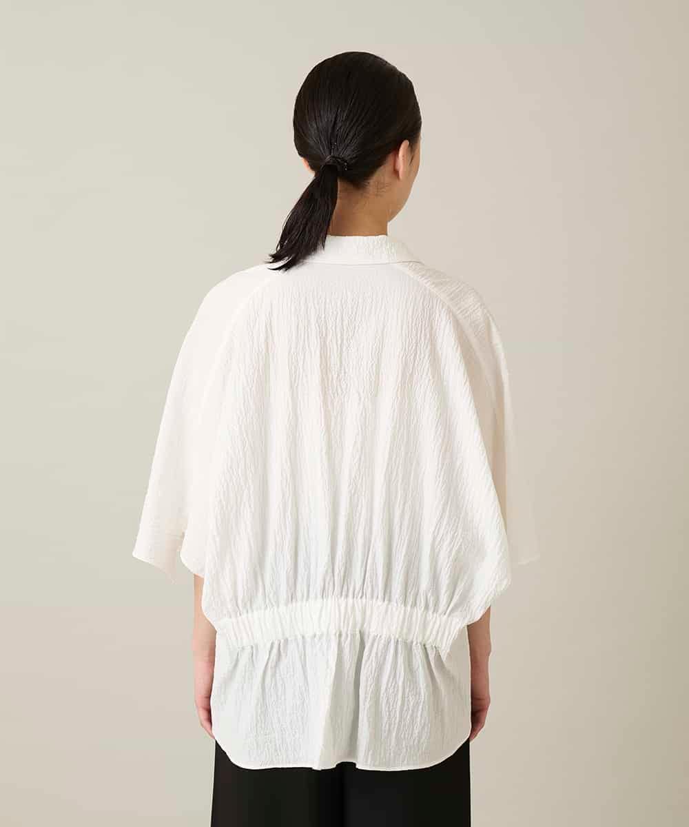 RHBFD03540 HIROKO KOSHINO(ヒロココシノ) ダブルポケットサッカーライクシャツ /日本製/洗える ホワイト