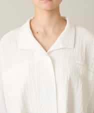 RHBFD03540 HIROKO KOSHINO(ヒロココシノ) ダブルポケットサッカーライクシャツ /日本製/洗える ホワイト