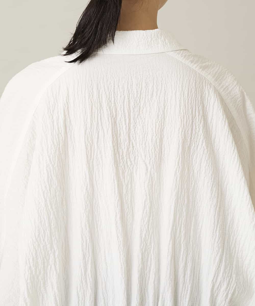 RHBFD03540 HIROKO KOSHINO(ヒロココシノ) ダブルポケットサッカーライクシャツ /日本製/洗える ホワイト