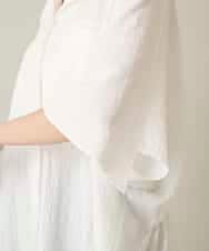 RHBFD03540 HIROKO KOSHINO(ヒロココシノ) ダブルポケットサッカーライクシャツ /日本製/洗える ホワイト