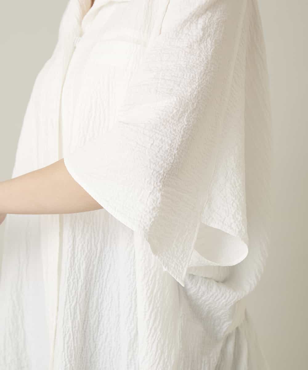 RHBFD03540 HIROKO KOSHINO(ヒロココシノ) ダブルポケットサッカーライクシャツ /日本製/洗える ホワイト