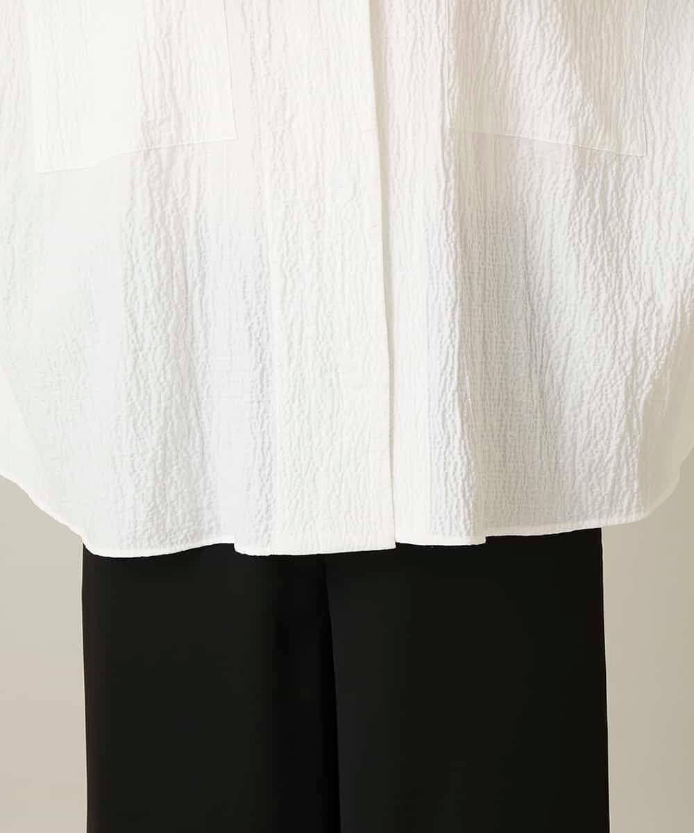 RHBFD03540 HIROKO KOSHINO(ヒロココシノ) ダブルポケットサッカーライクシャツ /日本製/洗える ホワイト