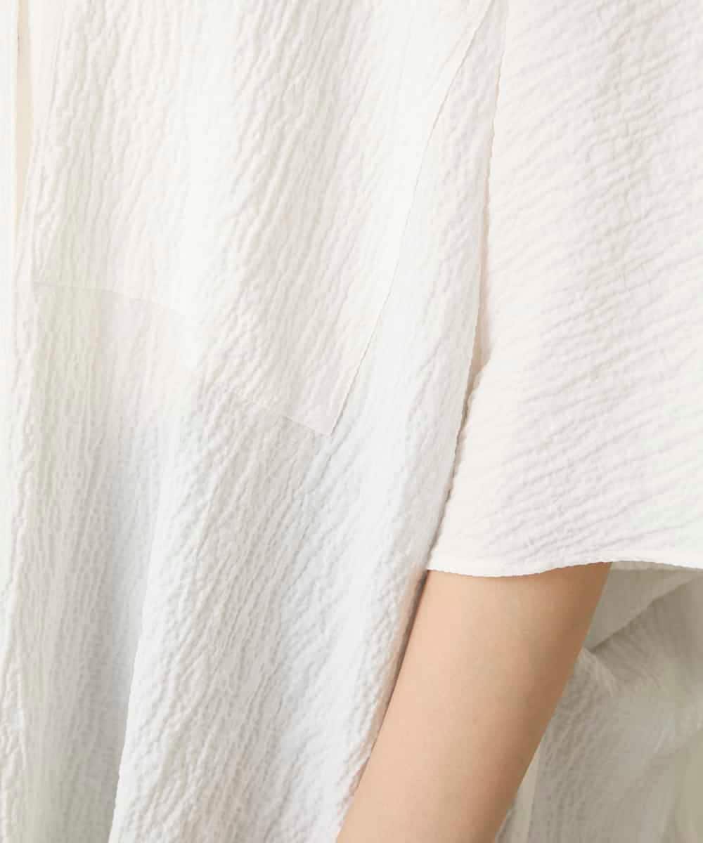 RHBFD03540 HIROKO KOSHINO(ヒロココシノ) ダブルポケットサッカーライクシャツ /日本製/洗える ホワイト