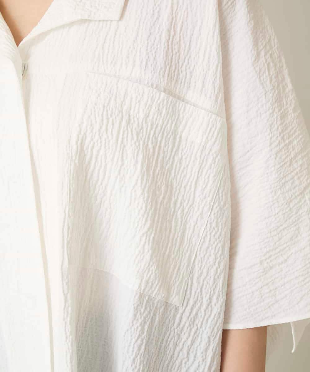 RHBFD03540 HIROKO KOSHINO(ヒロココシノ) ダブルポケットサッカーライクシャツ /日本製/洗える ホワイト