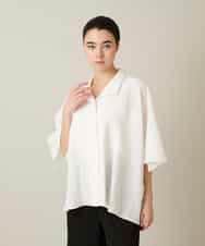 RHBFD03540 HIROKO KOSHINO(ヒロココシノ) ダブルポケットサッカーライクシャツ /日本製/洗える ホワイト