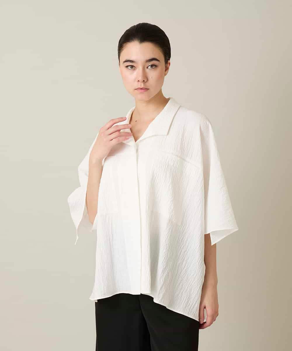 RHBFD03540 HIROKO KOSHINO ダブルポケットサッカーライクシャツ /日本製/洗える