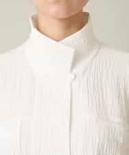 RHBFD03540 HIROKO KOSHINO(ヒロココシノ) ダブルポケットサッカーライクシャツ /日本製/洗える ホワイト