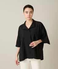 RHBFD03540 HIROKO KOSHINO(ヒロココシノ) ダブルポケットサッカーライクシャツ /日本製/洗える ブラック