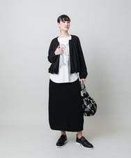 RHBFD05590 HIROKO KOSHINO(ヒロココシノ) タックギャザーノーカラーブルゾン /日本製 ブラック