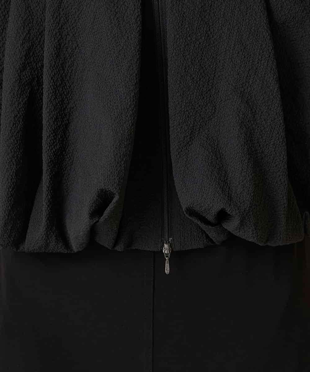 RHBFD05590 HIROKO KOSHINO(ヒロココシノ) タックギャザーノーカラーブルゾン /日本製 ブラック