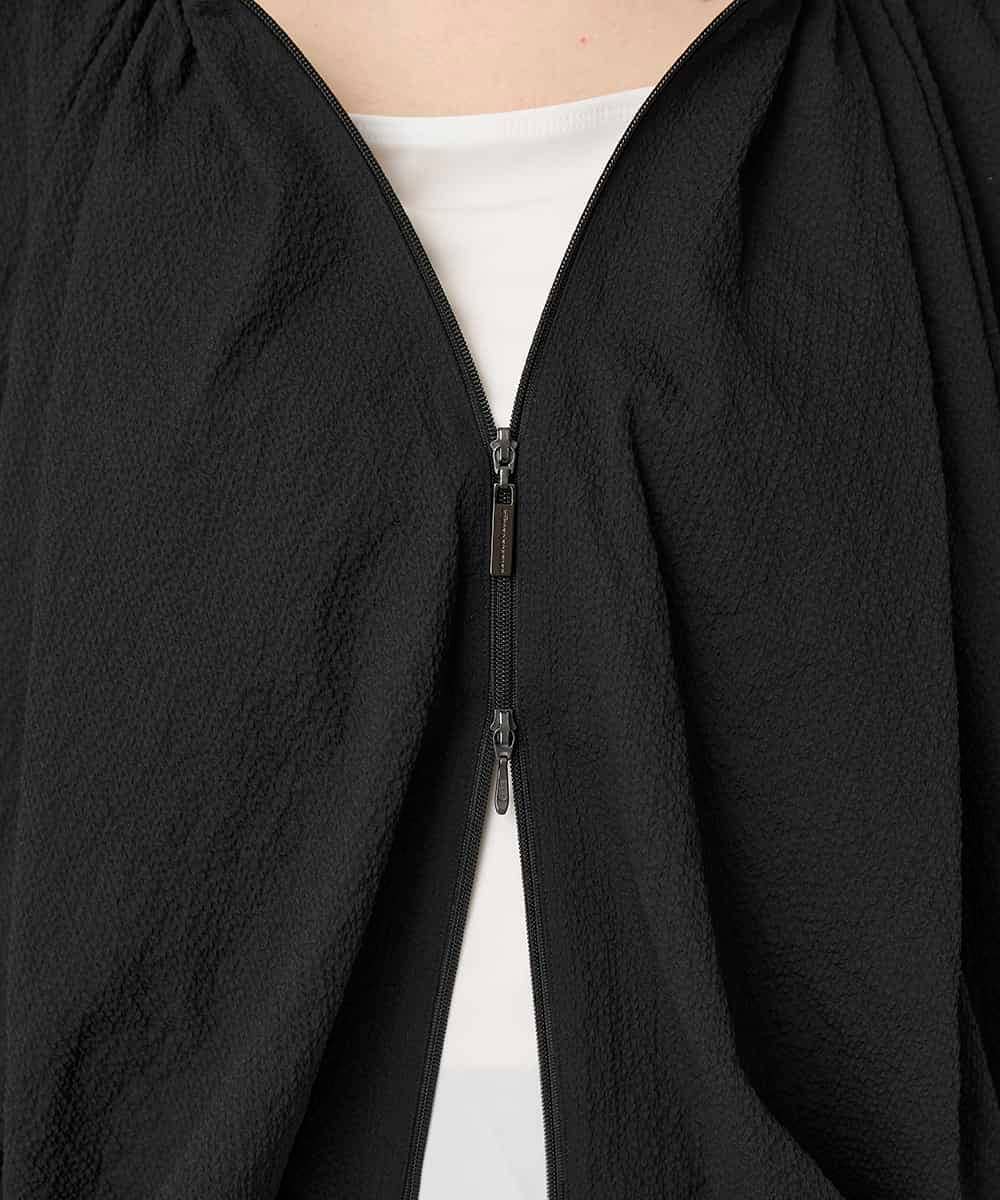 RHBFD05590 HIROKO KOSHINO(ヒロココシノ) タックギャザーノーカラーブルゾン /日本製 ブラック