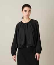 RHBFD05590 HIROKO KOSHINO(ヒロココシノ) タックギャザーノーカラーブルゾン /日本製 ブラック