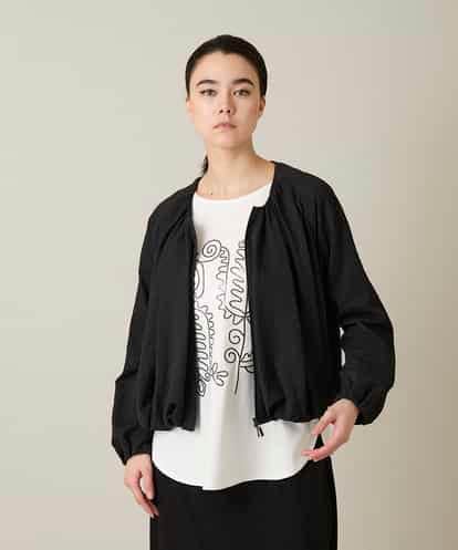 RHBFD05590 HIROKO KOSHINO タックギャザーノーカラーブルゾン /日本製