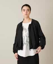 RHBFD05590 HIROKO KOSHINO(ヒロココシノ) タックギャザーノーカラーブルゾン /日本製 ブラック