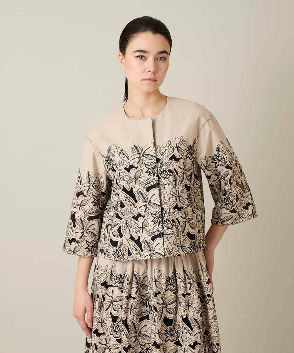 RHBFF11890 HIROKO KOSHINO(ヒロココシノ) カットワークフラワーブラウス /洗える ベージュ