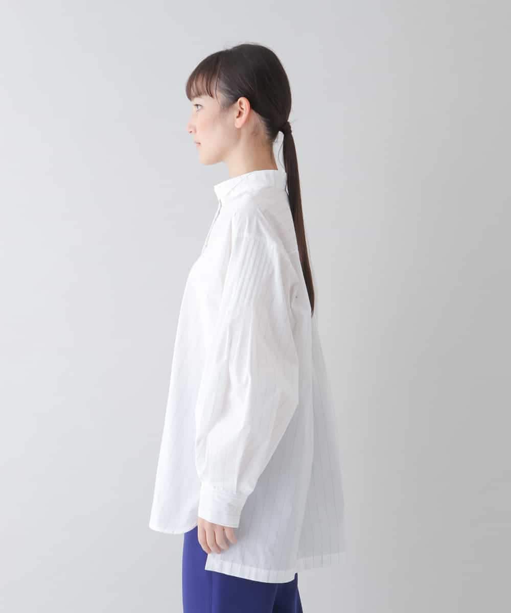 RHBFS52630 HIROKO KOSHINO(ヒロココシノ) 【洗える/日本製】ステッチストライプデザインシャツ ホワイト