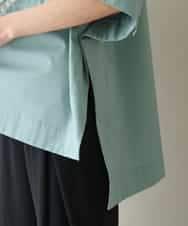RHBGB23720 HIROKO KOSHINO(ヒロココシノ) フラワー刺繍オーバーシルエットブラウス ブルーグリーン