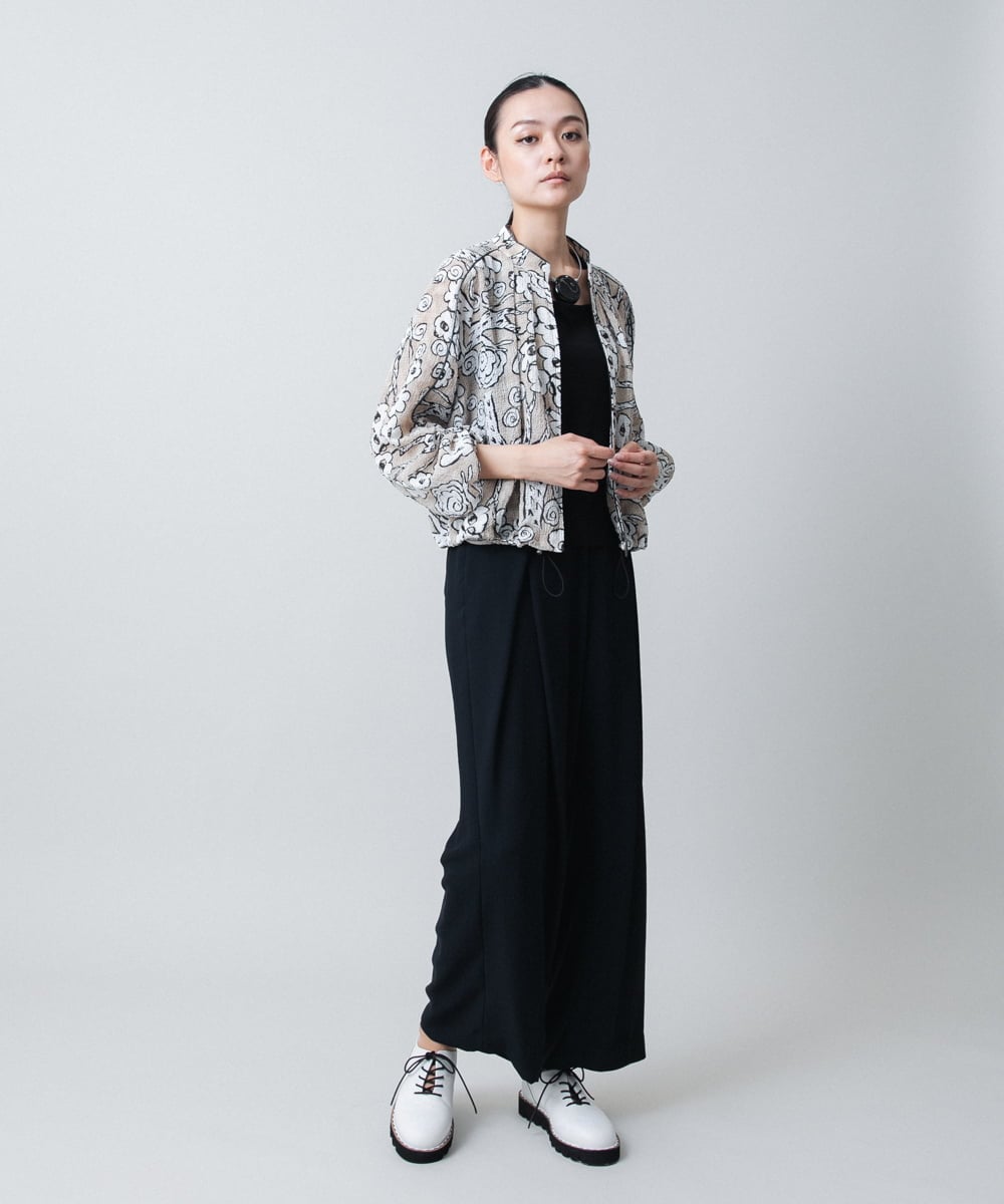 RHBGC25630 HIROKO KOSHINO(ヒロココシノ) フラワーモチーフドロストデザインブルゾン /洗える ベージュ