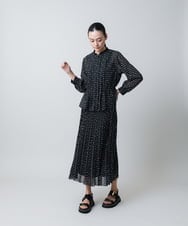 RHBGC26630 HIROKO KOSHINO(ヒロココシノ) 楊柳シフォンロゴデザインブラウス /日本製/洗える ブラック