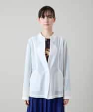 RHBGD03690 HIROKO KOSHINO(ヒロココシノ) メッシュシアージャケット/日本製 ホワイト