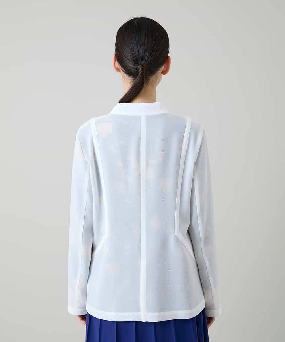 RHBGD03690 HIROKO KOSHINO(ヒロココシノ) メッシュシアージャケット/日本製 ホワイト