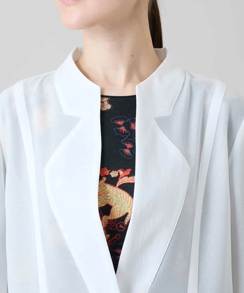 RHBGD03690 HIROKO KOSHINO(ヒロココシノ) メッシュシアージャケット/日本製 ホワイト