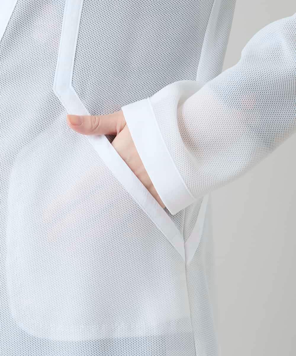 RHBGD03690 HIROKO KOSHINO(ヒロココシノ) メッシュシアージャケット/日本製 ホワイト